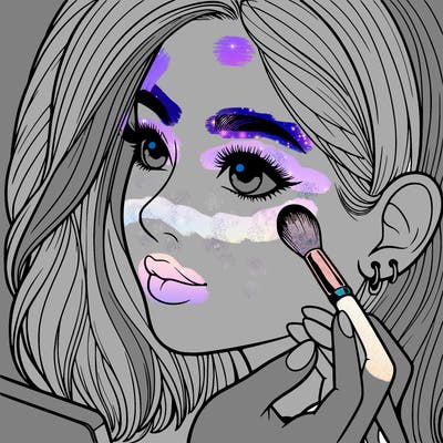 a realistic girl doing her makeup