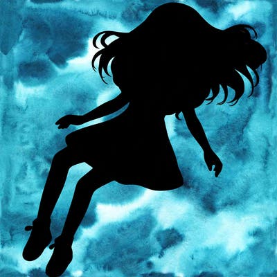 realistic girl floating