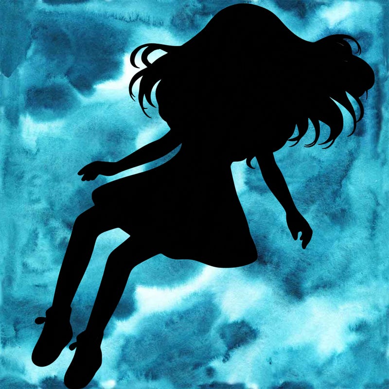 realistic girl floating