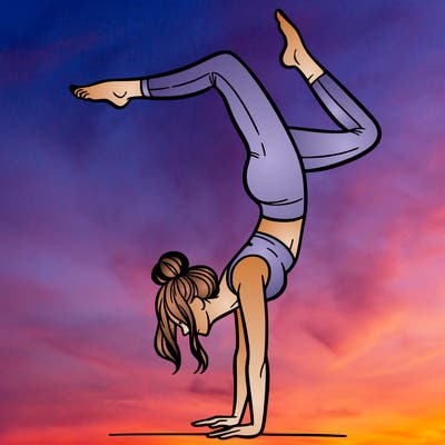 a woman doing a handstand