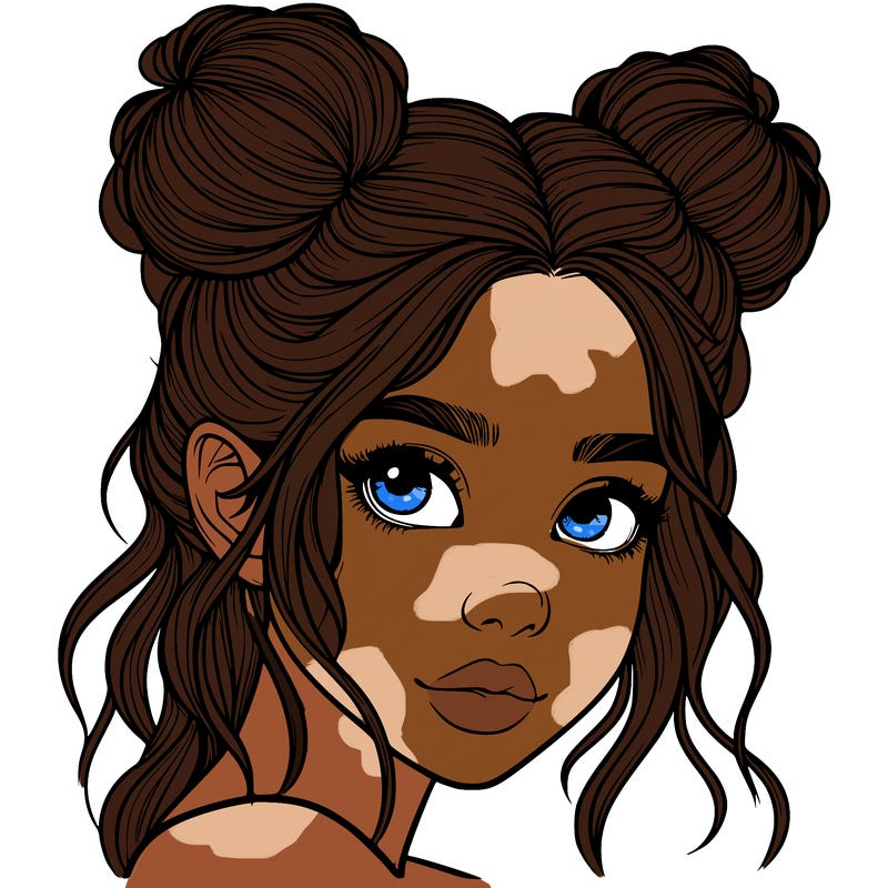 realistic girl with hair buns on her head