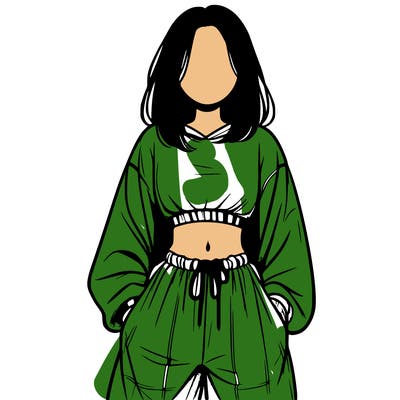 realistic girl faceless with baggy pants and a crop top