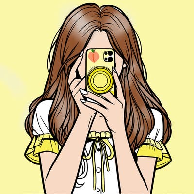 a realistic girl holding her phone taking pictures