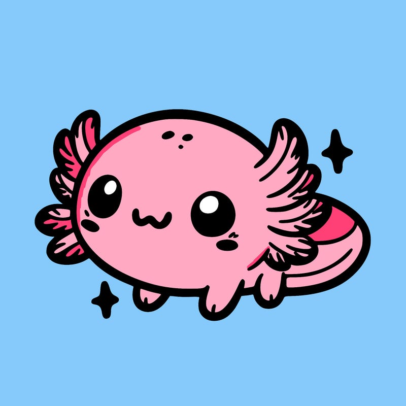 cute easy baby axolotl