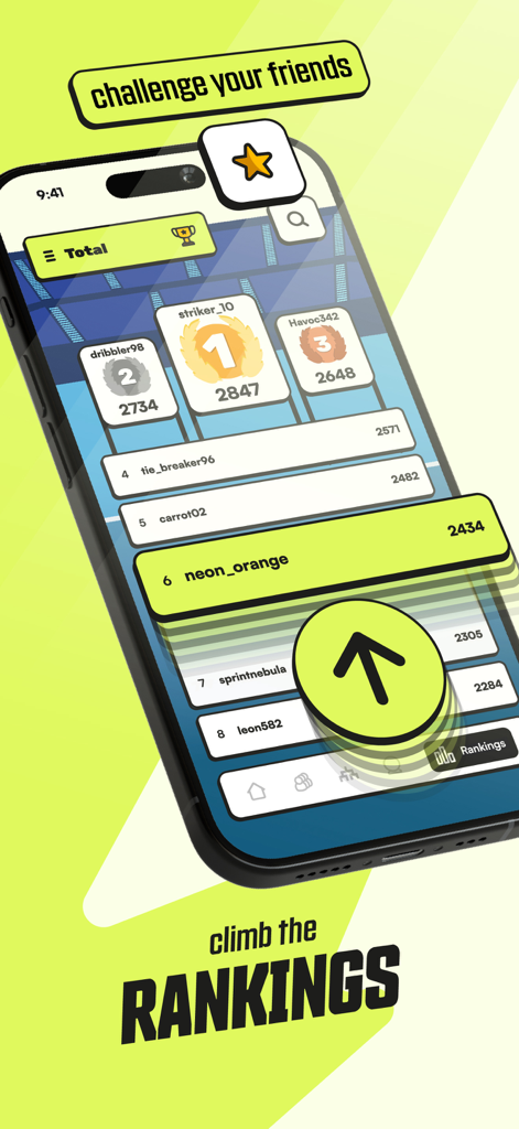 Interface do aplicativo móvel Ace Cream mostrando rankings globais de jogadores e um quadro de líderes para desafiar amigos