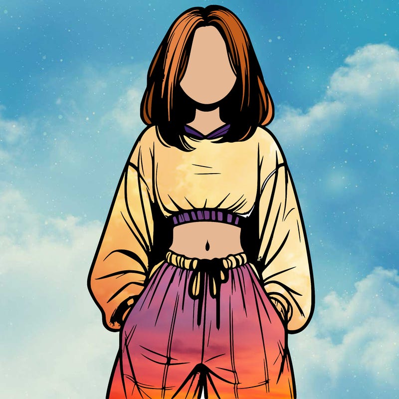 realistic girl faceless with baggy pants and a crop top