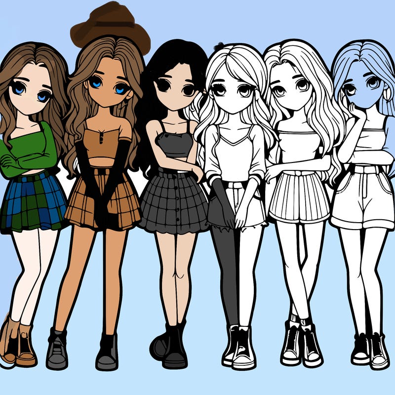 a group of girls realistic