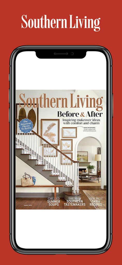 Southern Living Magazine - Southern Living magazine app cover featuring home interior design and recipe headlines.