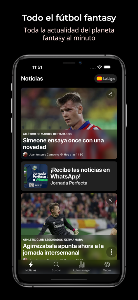 Jornada Perfecta Fantasy - Jornada Perfecta Fantasy app news feed showing LaLiga soccer updates and articles