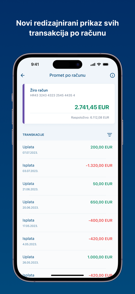 Mobile app screen showing Erste bank account transactions and balance in Euros