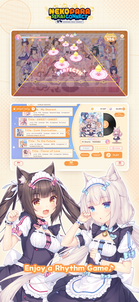 Nekopara Sekai Connect - Nekopara Sekai Connect rhythm game interface featuring Chocola and Vanilla
