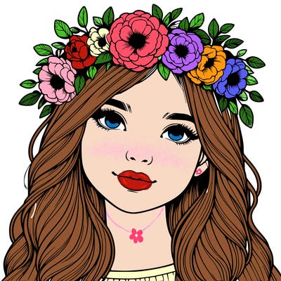 realistic girl with flower crown