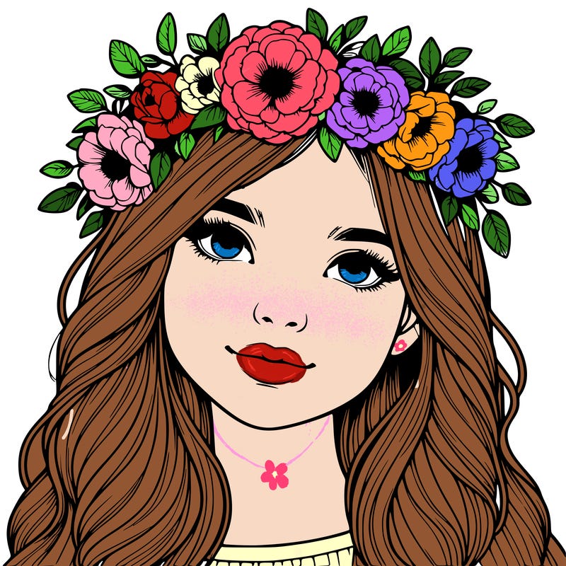 realistic girl with flower crown