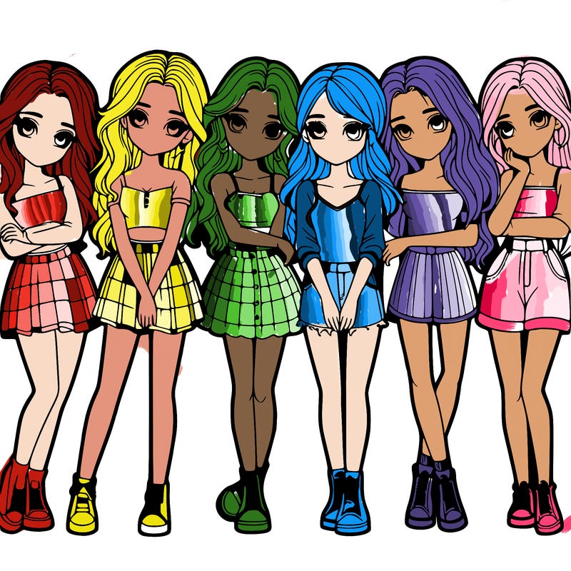 a group of girls realistic