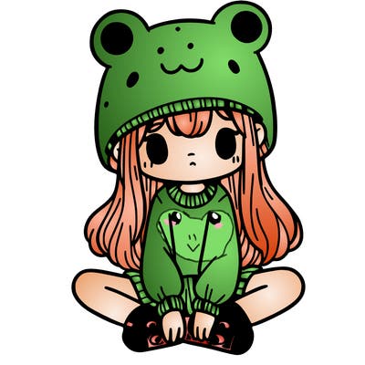 a girl wearing a frog hat and some frog socks