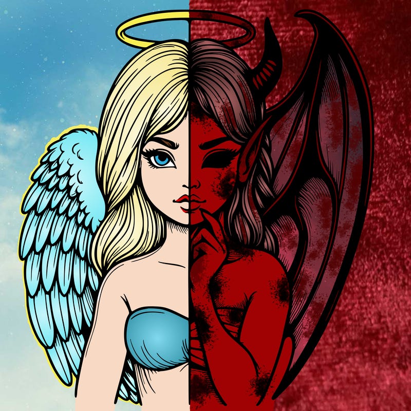 realistic angel half demon