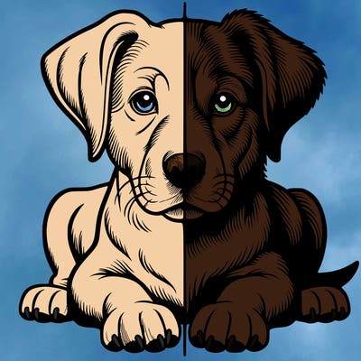 realistic dog split picture