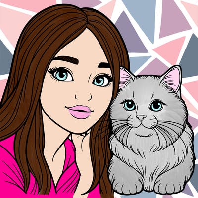 realistic girl and a cat