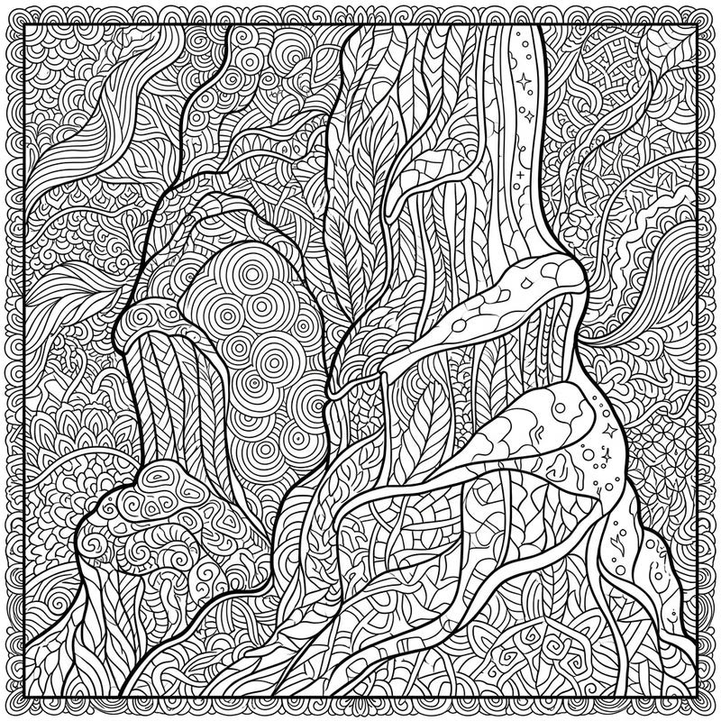 Discover the mesmerizing world of flowstones rendered in captivating Zentangle patterns. This intricate coloring page offers a unique blend of natural geology and meditative artistry.