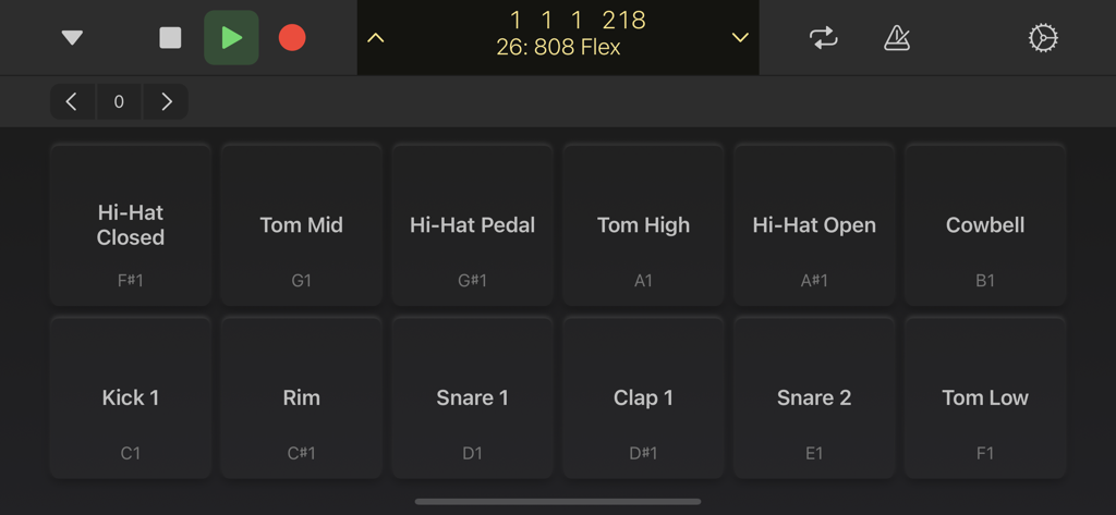 Logic Remote - Logic Remote mobile app interface showing digital drum pads for music production