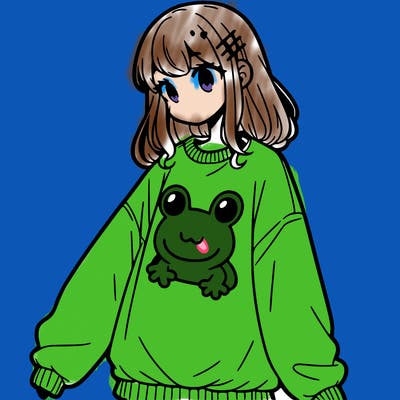 girl wearing frogging sweatshirt
