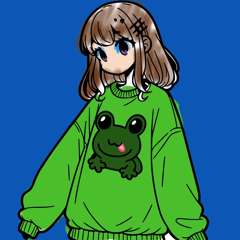 girl wearing frogging sweatshirt