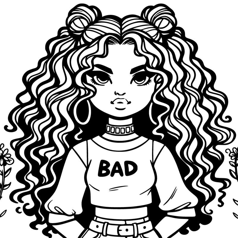 bad girl with crop top and long curly hair