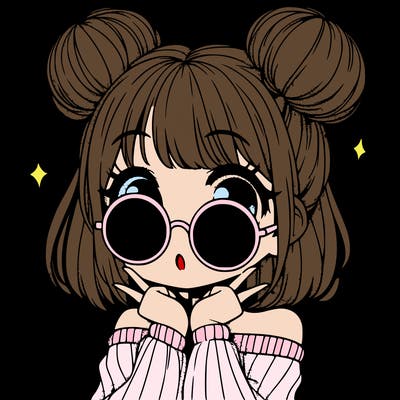 manga girl with hairbuns and sun shape sunglasses