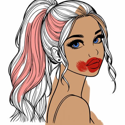 realistic pretty girl with high pony tail