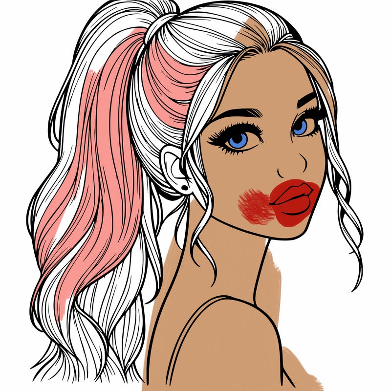 realistic pretty girl with high pony tail