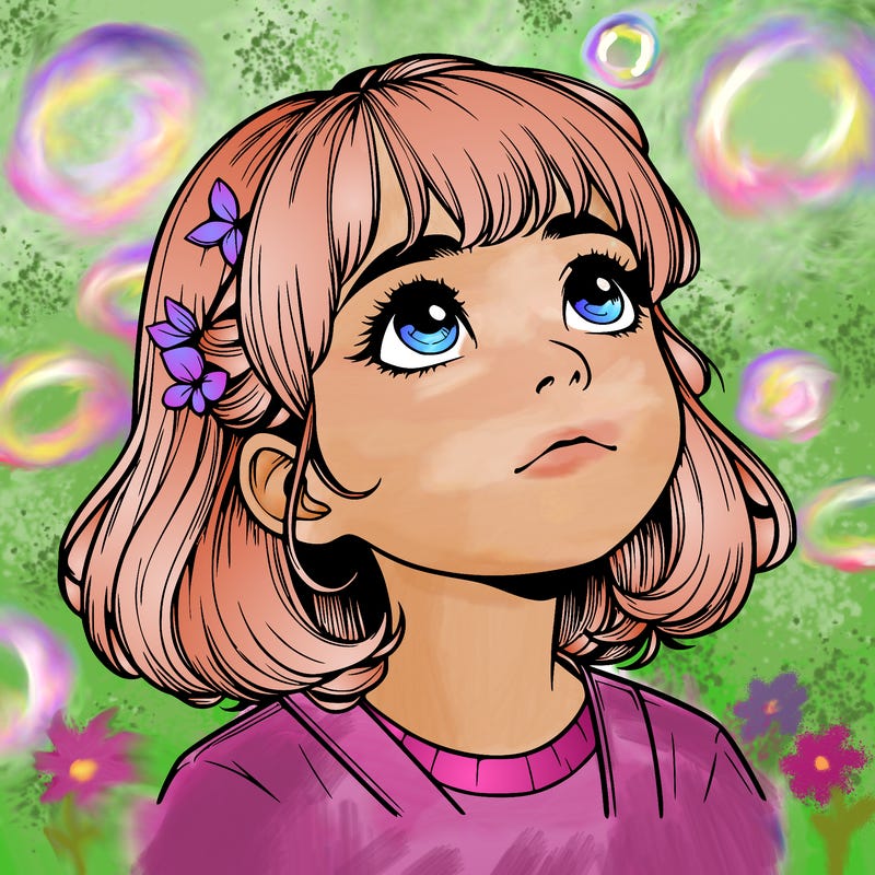 realistic girl looking up