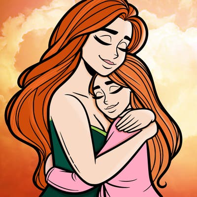 woman hugging another person