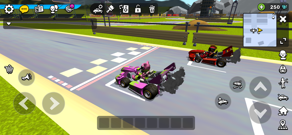 XDRP - XDRP 게임에서 트랙 위에서 화려한 고카트를 경주하는 두 명의 아바타