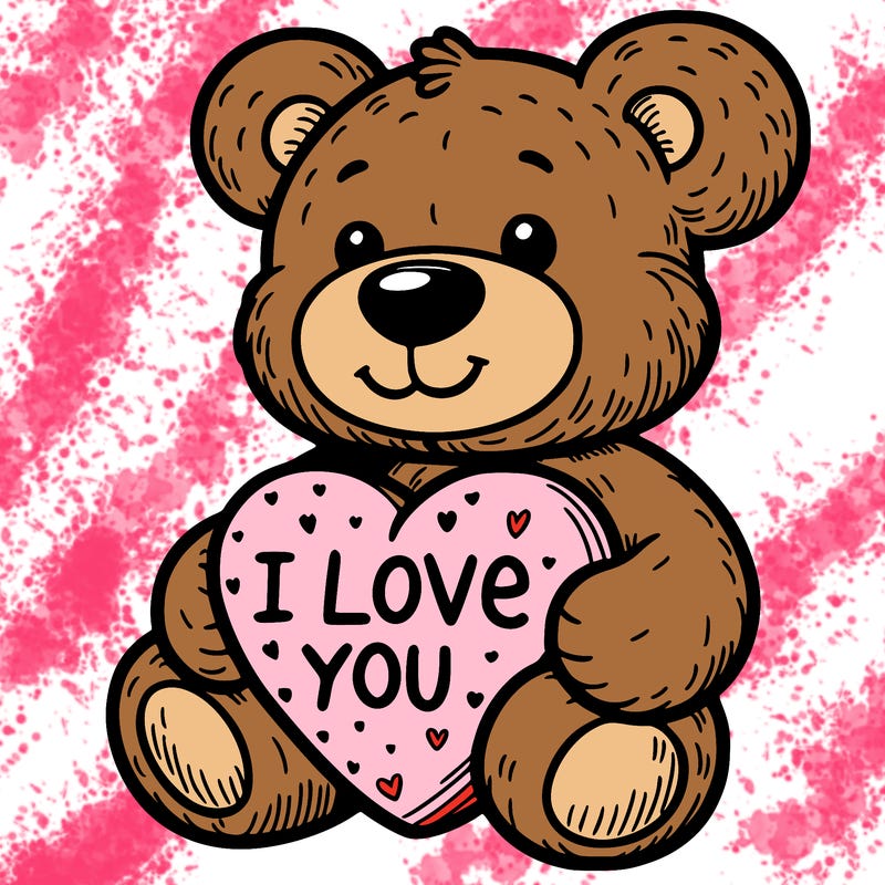 teddy bear holding an i love you heart