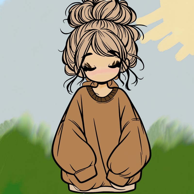 girl with baggy sweatshirt and messy bun