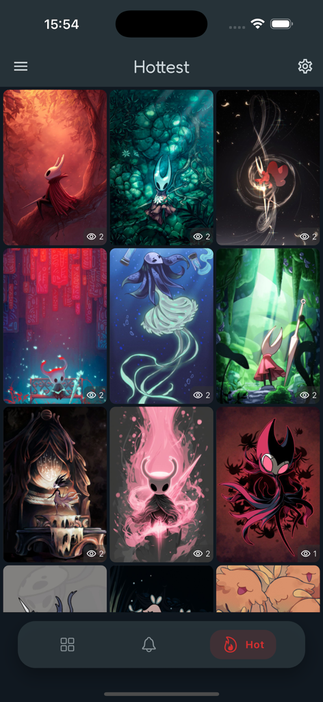 Fanart Silksong Wallpaper HD+ - A grid of high definition fanart wallpapers from the Silksong game