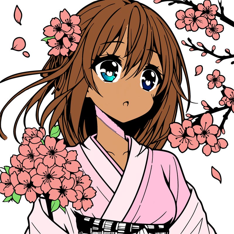 anime girl with cherry blossoms