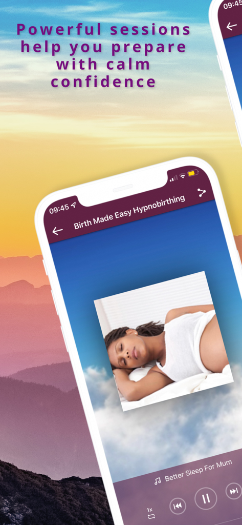 Hypnobirthing app screen showing an audio track for better sleep for mothers