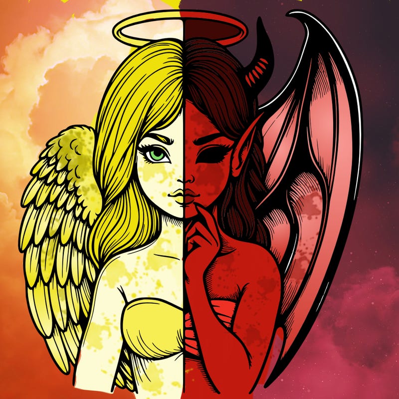 realistic angel half demon