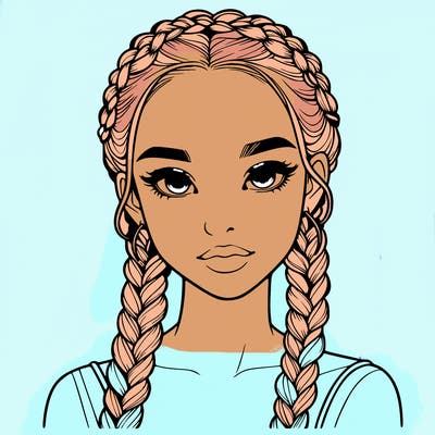 realistic girl with braids