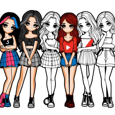a group of girls realistic