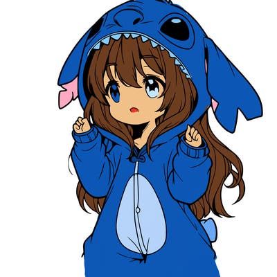 anime girl in a stitch onsie