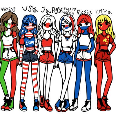 a group of girls wearing crop tops and shorts