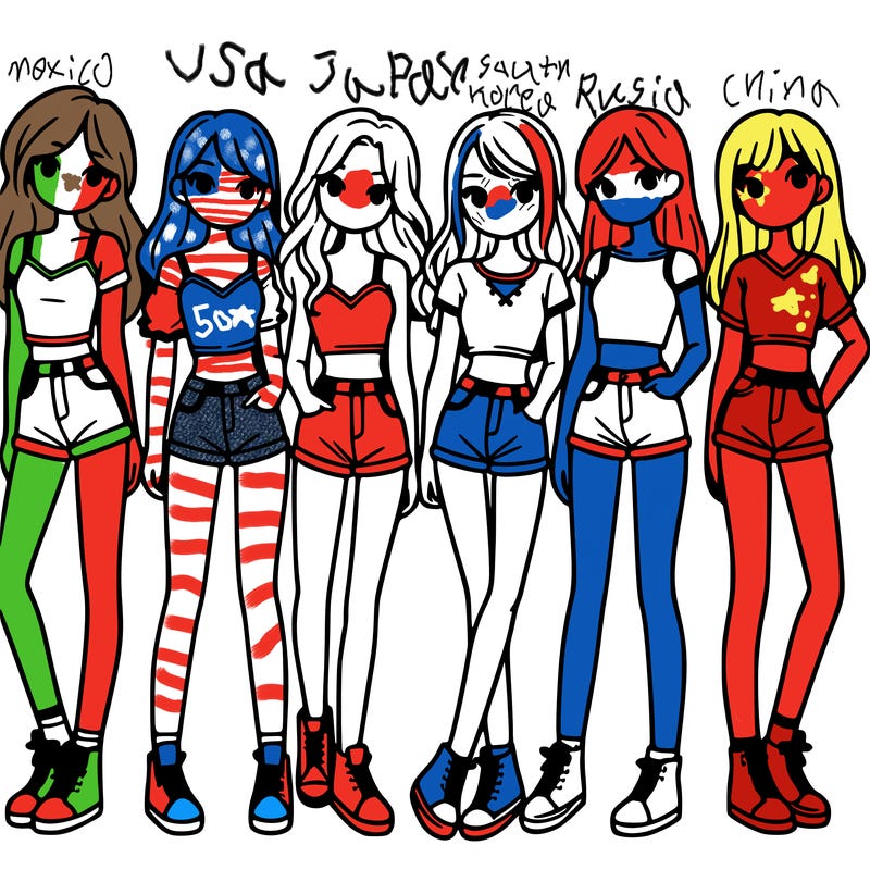 a group of girls wearing crop tops and shorts