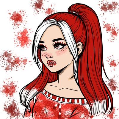 realistic girl with a high ponytail