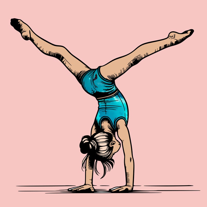 realistic gymnastic hand stand girl in four splits