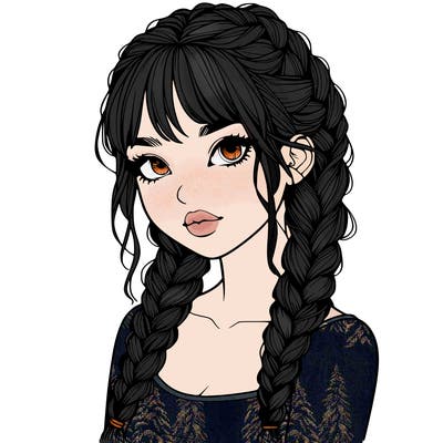 realistic girl with braids
