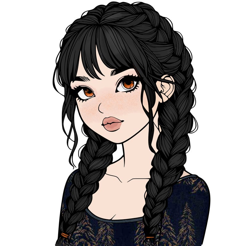 realistic girl with braids
