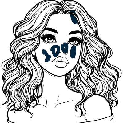 realistic girl with wavy hair and lips