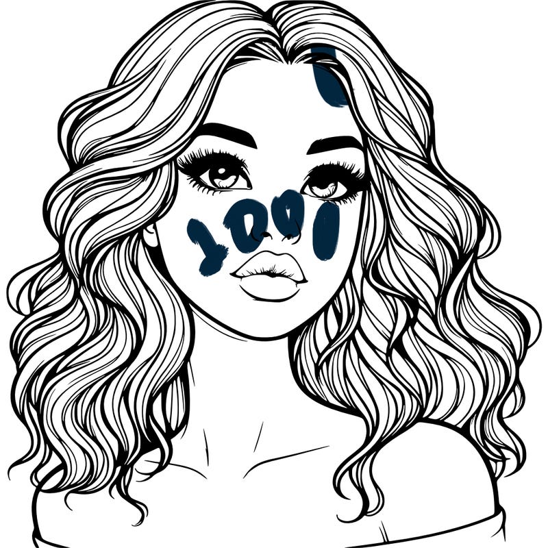 realistic girl with wavy hair and lips